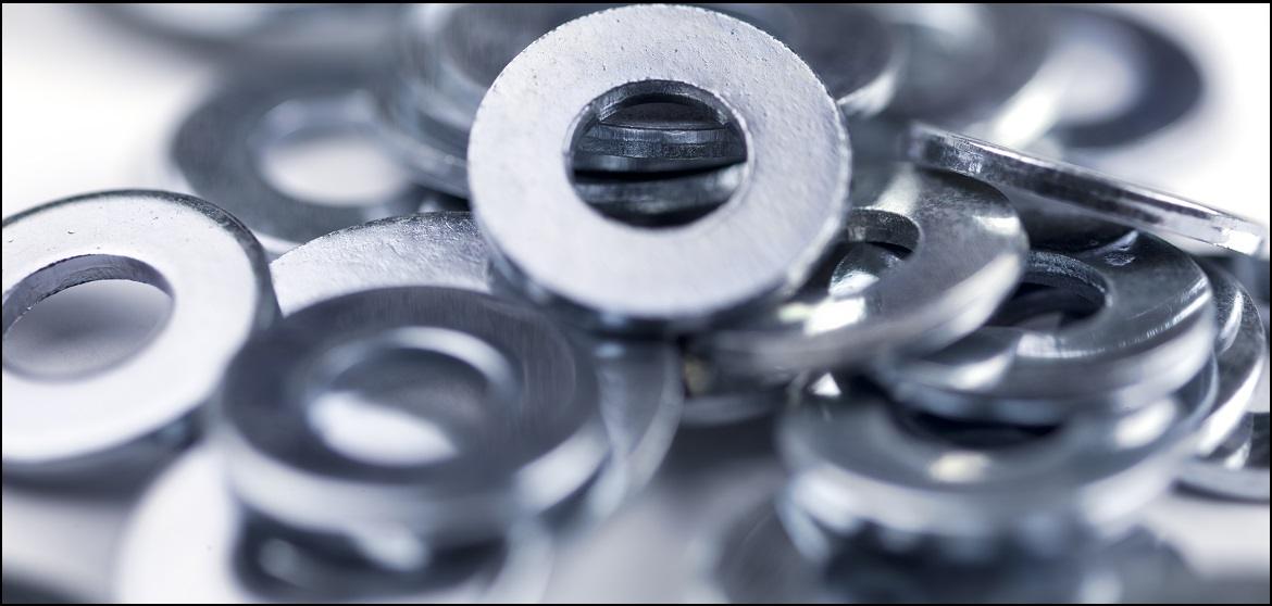 Pile of steel flat washers